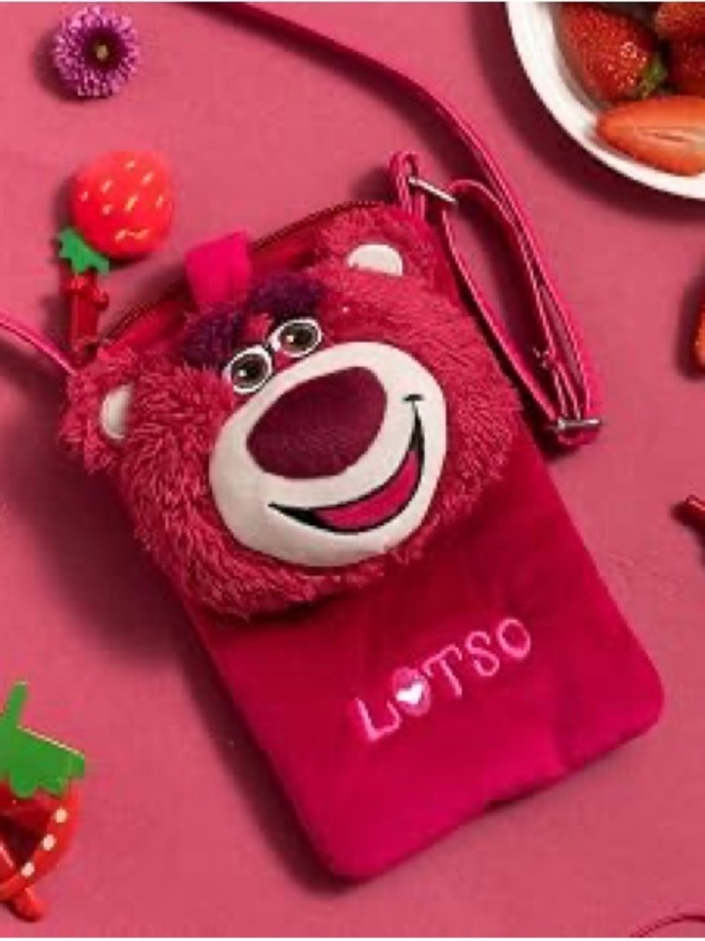 Lotso Plush Crossbody Bag in Pink